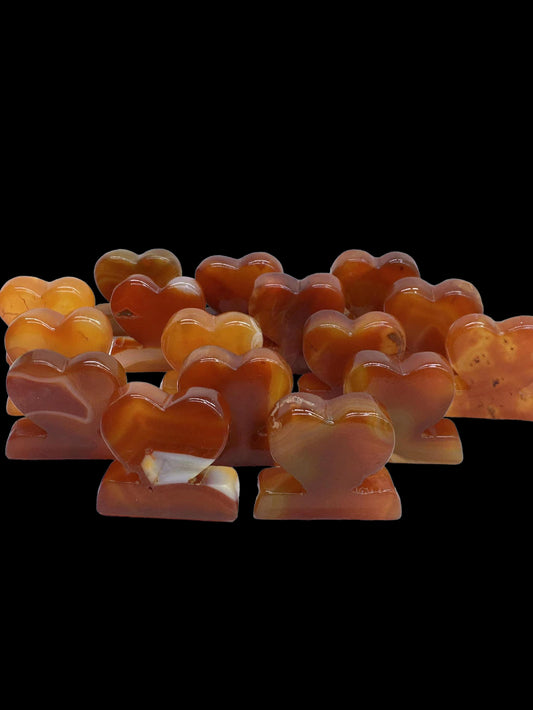 Carnelian Moon & Heart Set 2"