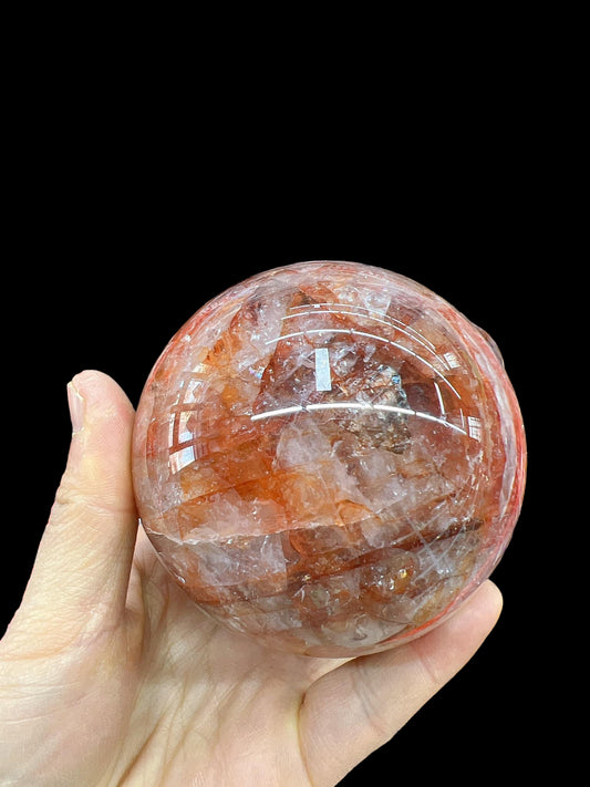 Fire Quartz Sphere with Rainbows 4.5"