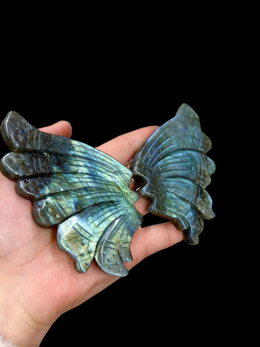 Labradorite Wings with Stands 3.5"