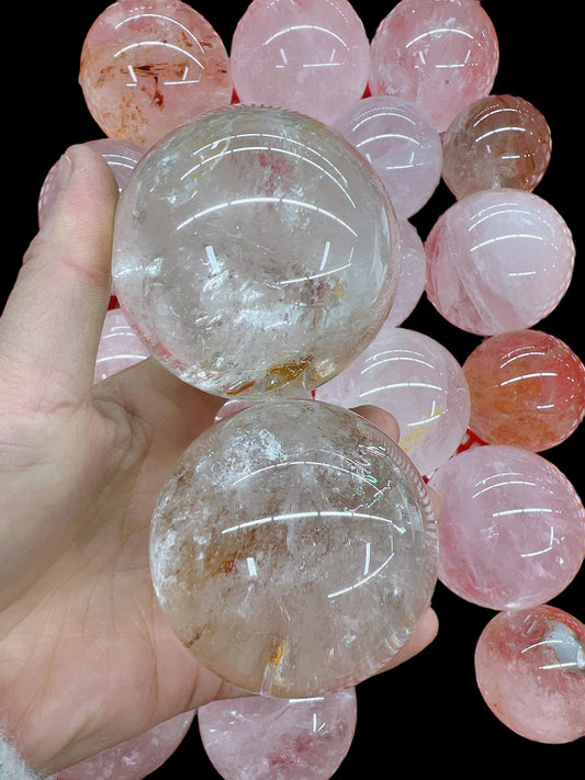 Golden Healer Clear Quartz Sphere with Iron Inclusions 4.5"